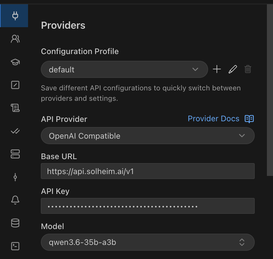 Zoo Code OpenAI-compatible provider configuration